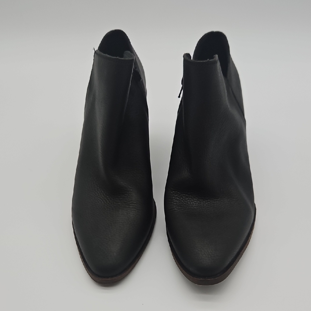 Lucky Brand Black Leather Pointed Ankle Zipper Booties - Picture 2 of 14
